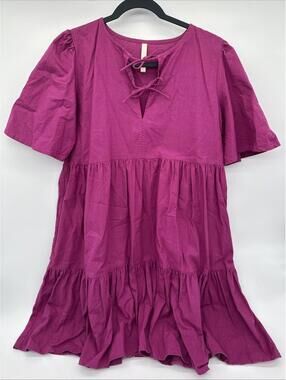 Mata Traders Women's Dress Small Pockets Short Sleeve Solid Pink Above Knee